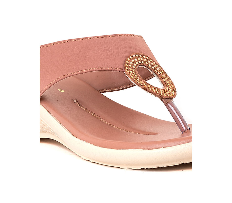 KHADIM Pink Wedge Heel Slip On Sandal for Women 6511135