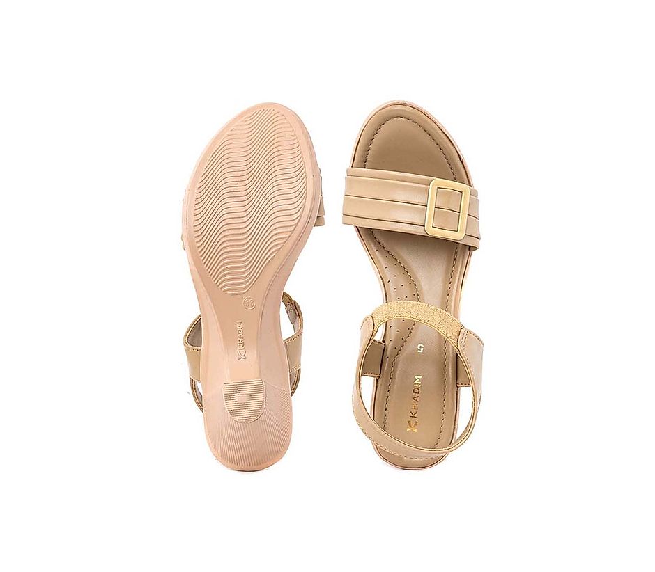 KHADIM Brown Wedge Heel Slingback Sandal for Women (6511114)
