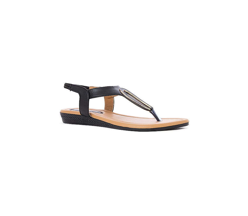 Khadim Black Flat Sling Back Sandal for Women