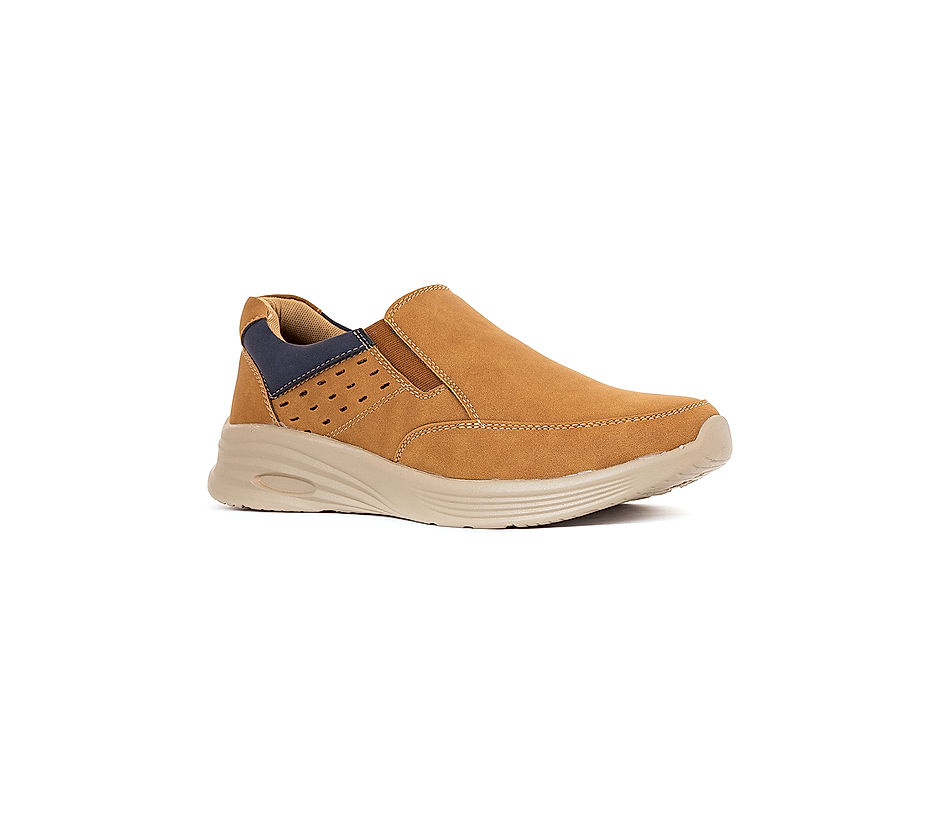 Tan Brown Slip-on Loafer Leather Sneaker for Men | The Royale Peacock