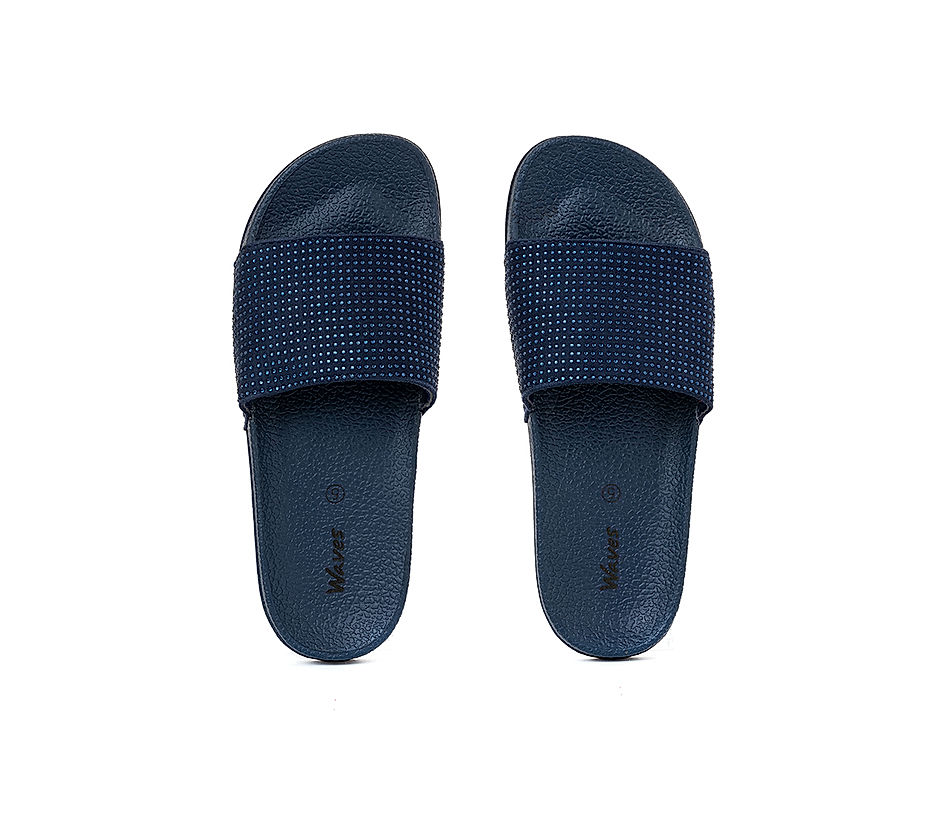 KHADIM Waves Navy Blue Casual Mule Slide Slippers for Women (6960069)