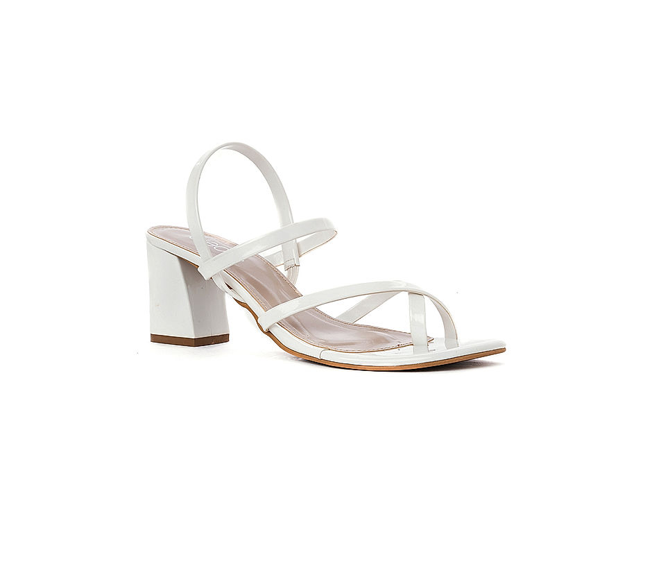 ASOS DESIGN Hanon strappy platform heeled sandals in white | ASOS