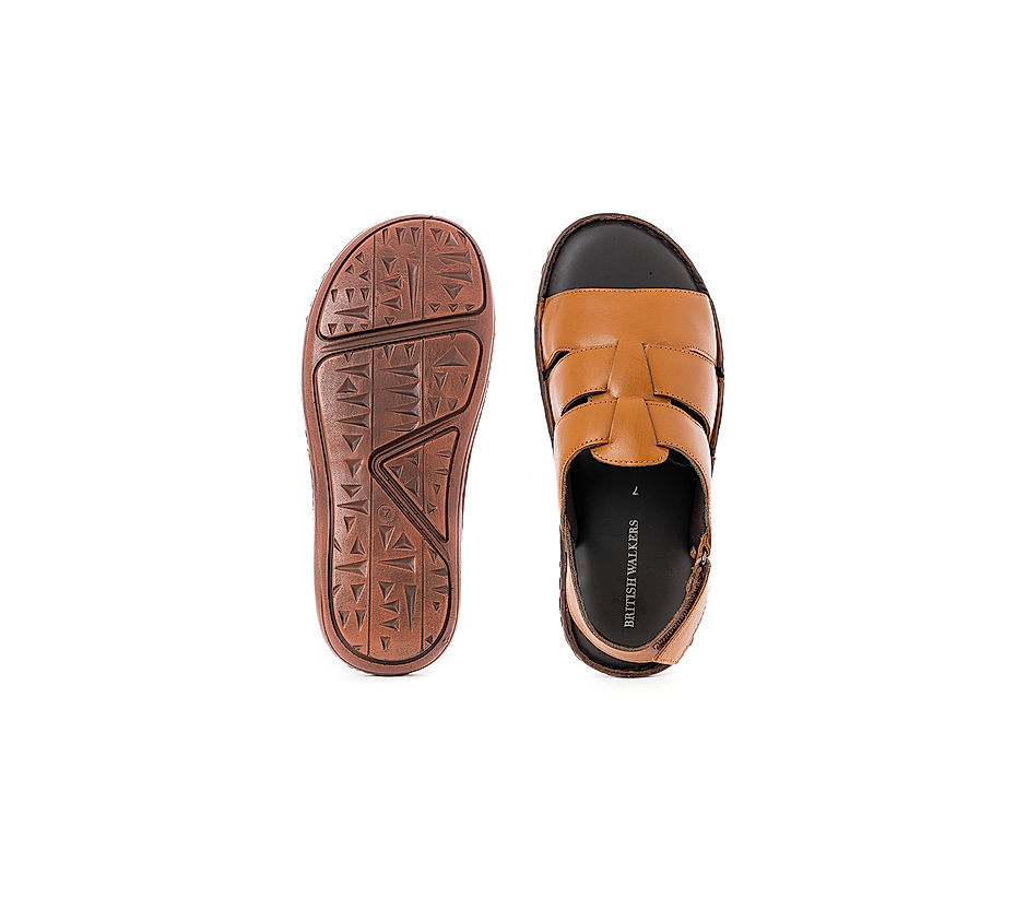 KHADIM British Walkers Brown Leather Casual Sandal for Men (6550103)