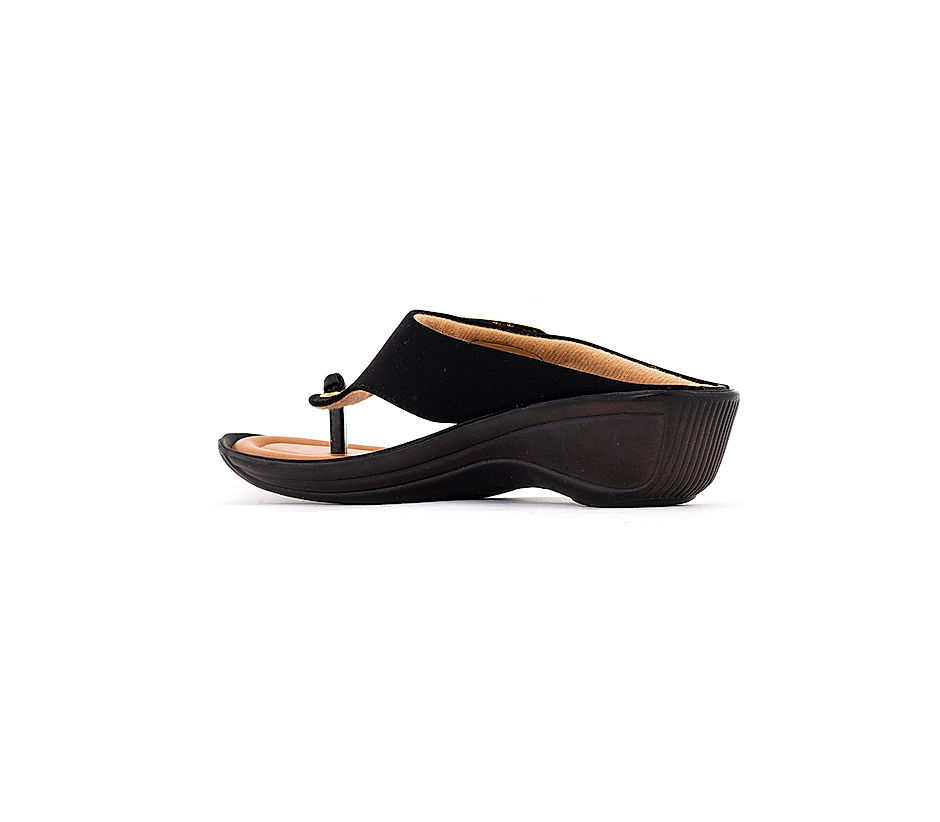 Khadim Black Casual Clog Heel Sandal for Women