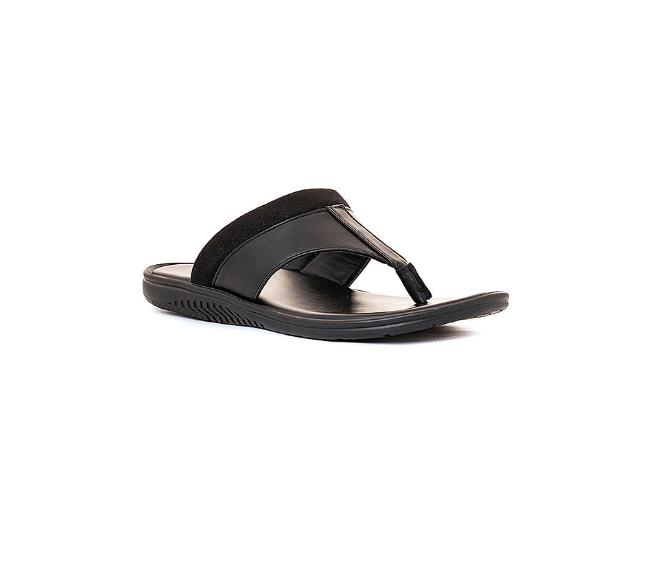 KHADIM Lazard Black Casual Flip Flops for Men 6410206