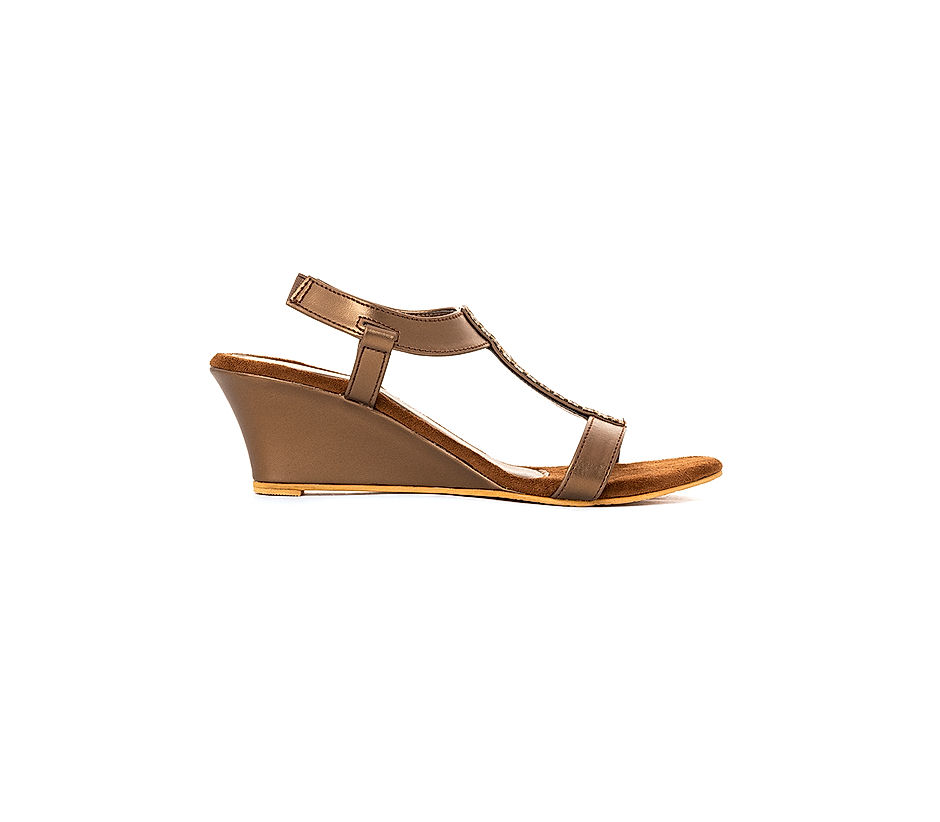 KHADIM Brown Wedge Heel Slingback Sandal for Women (6511114)