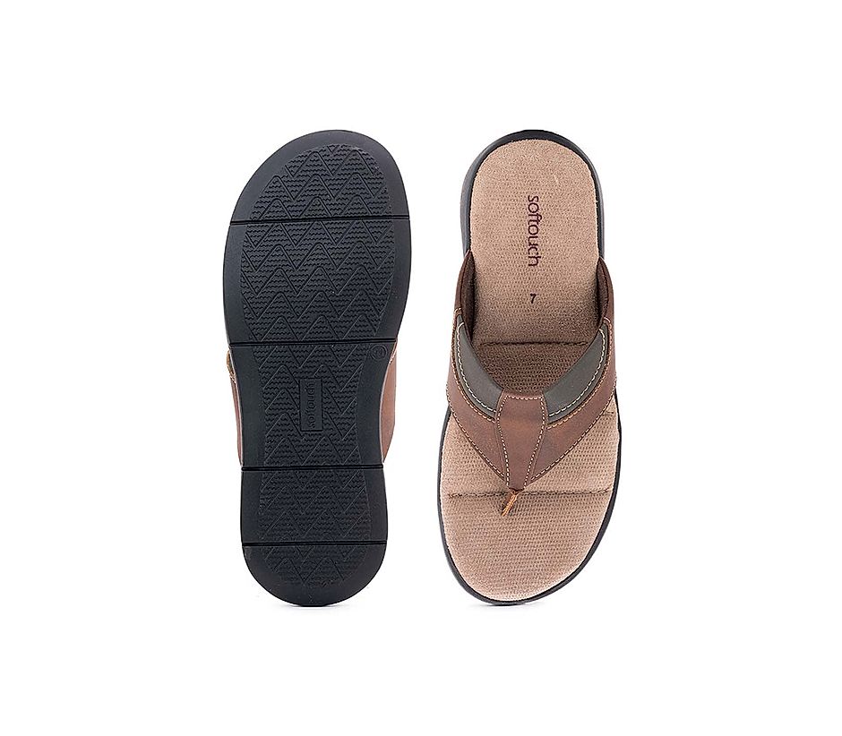 Softouch Brown Flip Flops for Men