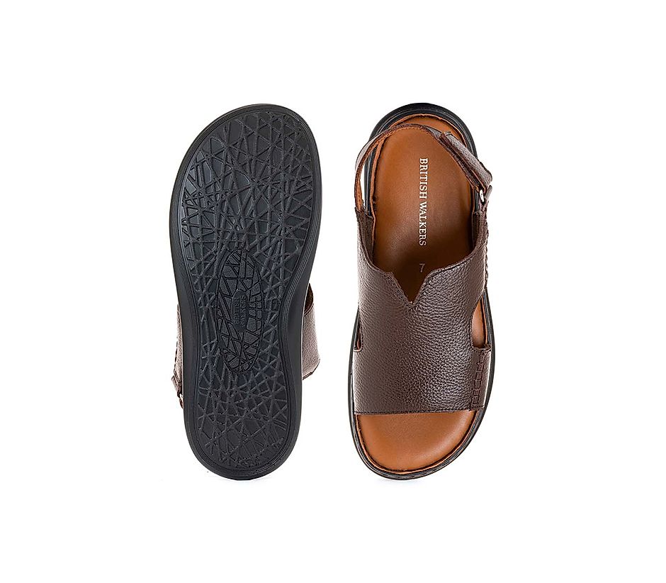 KHADIM British Walkers Brown Leather Casual Sandal for Men (5053134)