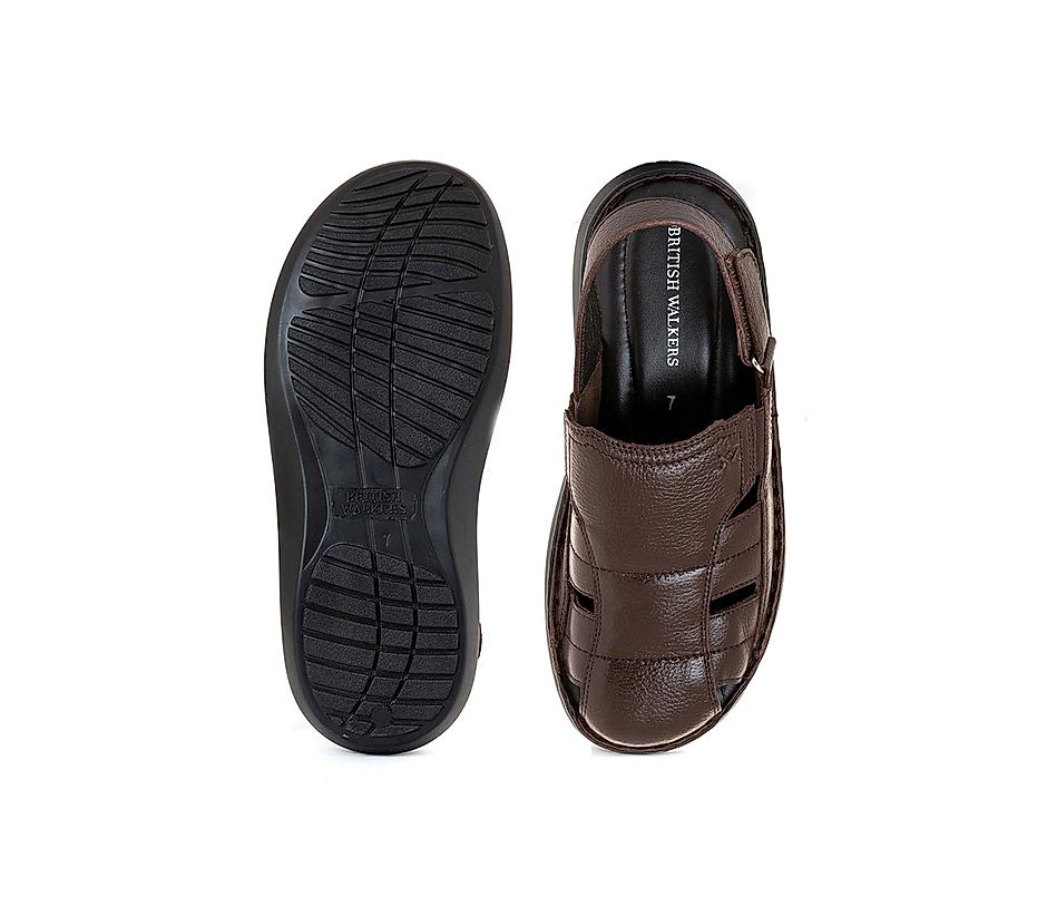KHADIM British Walkers Brown Leather Casual Sandal for Men (5053154)