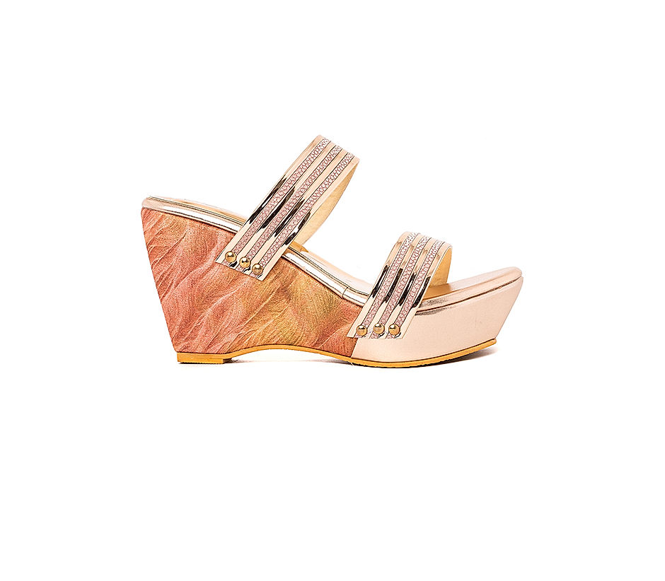 Rose Gold Rhinestone Jeweled Platform Sandal Formal Heels - ShopperBoard