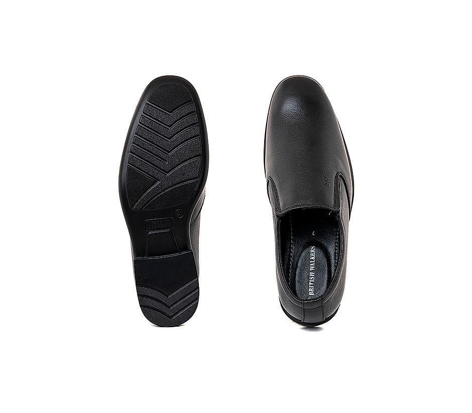 KHADIM British Walkers Black Leather Formal Slip On Shoe for Men (5406946)
