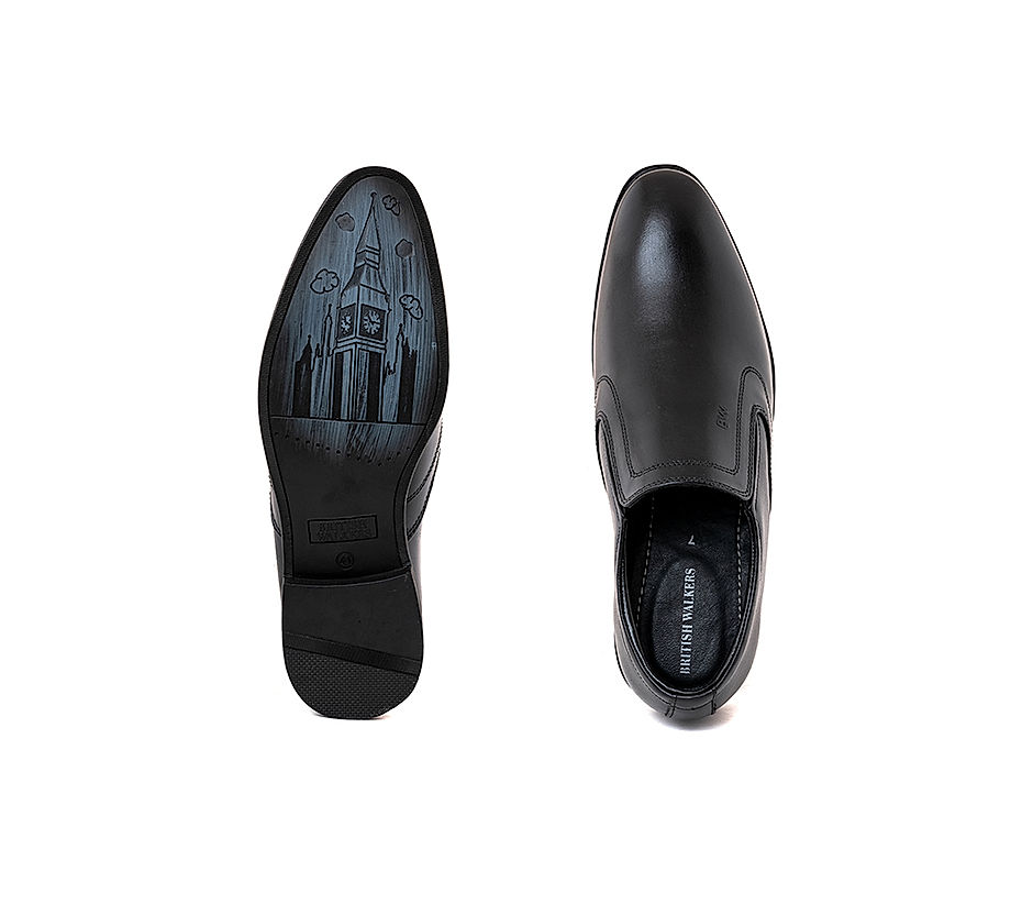 KHADIM British Walkers Black Leather Formal Slip On Shoe for Men (5406956)