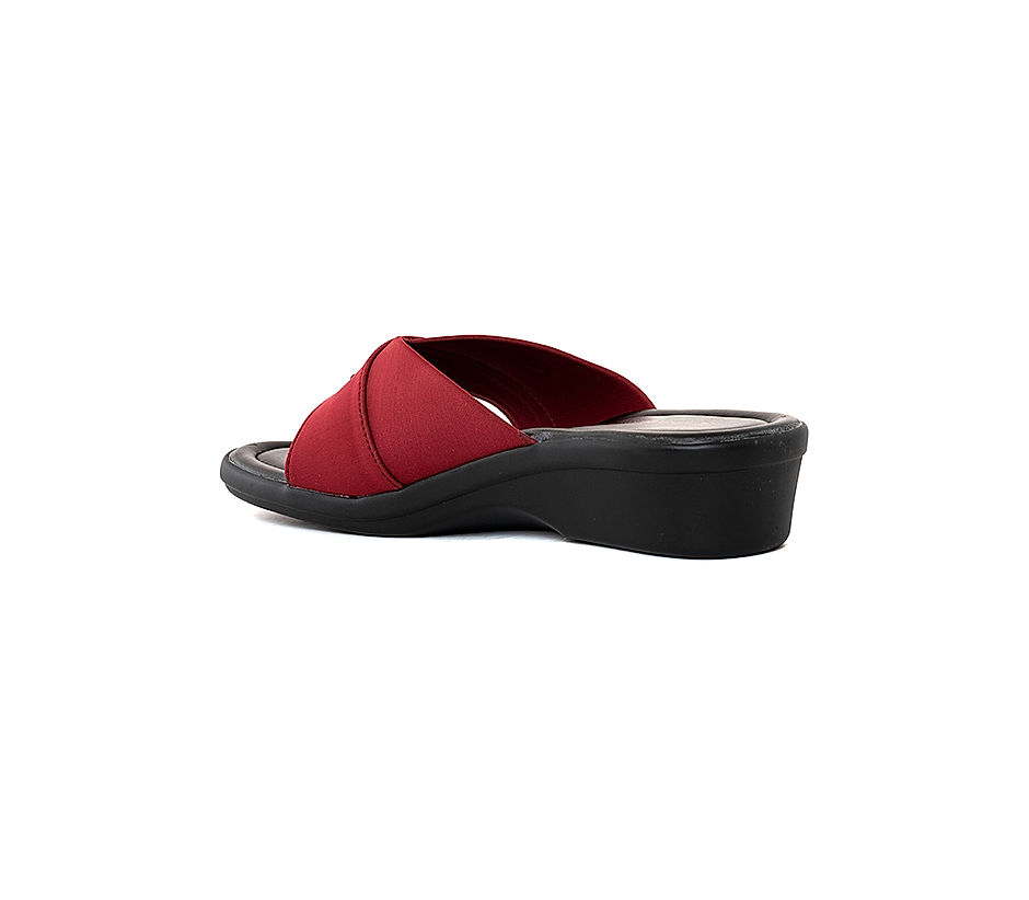 Woman's sandal in red suede wedge heel 10