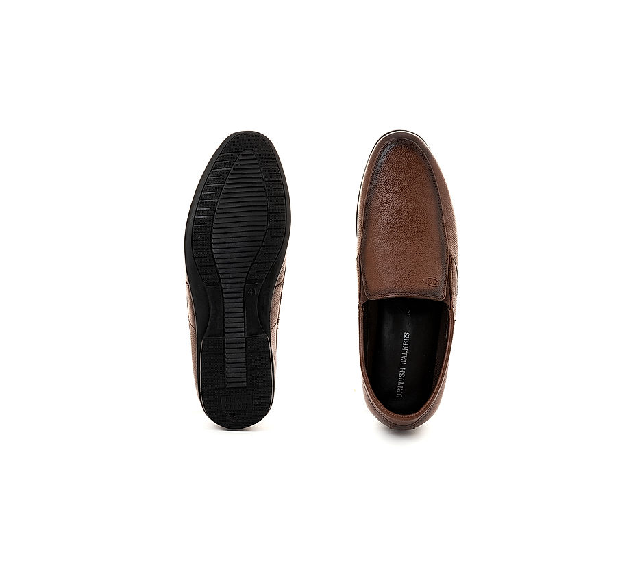 KHADIM British Walkers Brown Leather Formal Slip On Shoe for Men (5053104)