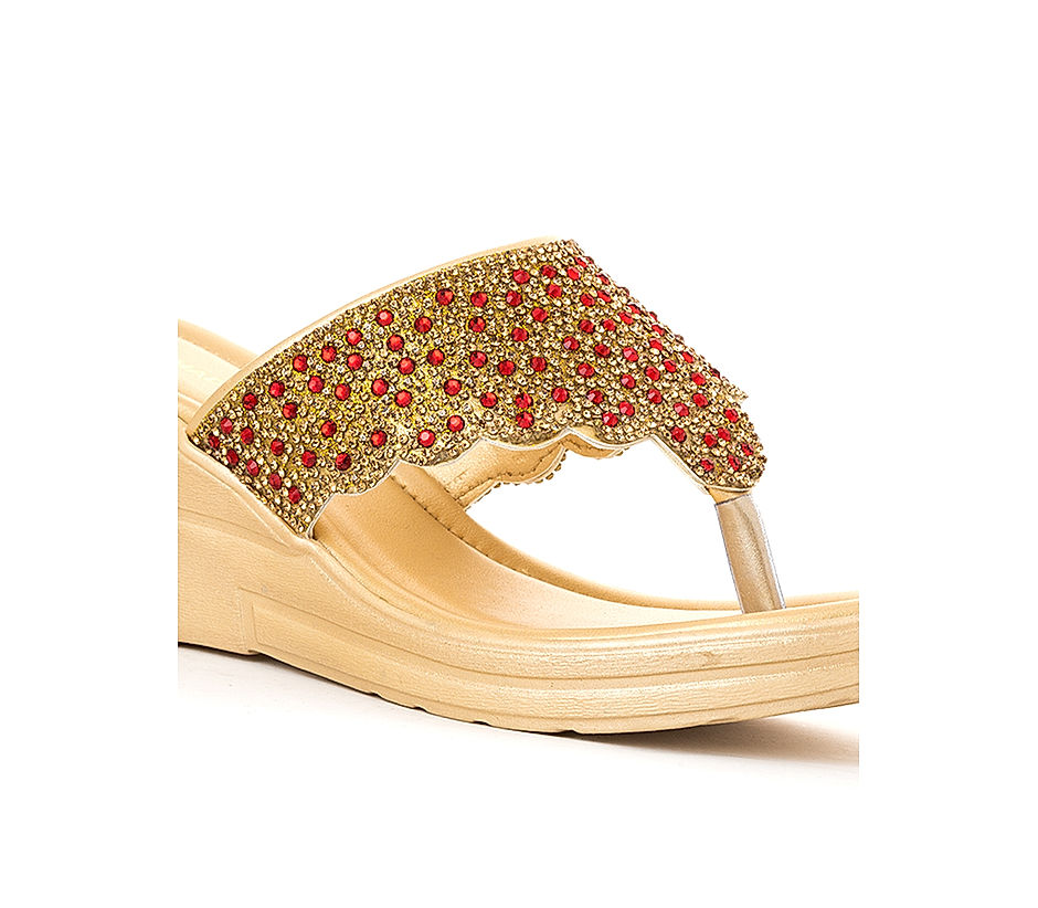 Buy Honey Step Women's Bridal Sandal Extra Comfort, Seed Beads Design, Easy  to Wear & Dust Resistant Sandal- Red 41 - 8 UK at Mehndi Haldi