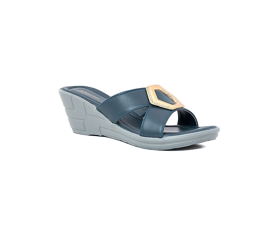 KHADIM Cleo Black High Heel Block Slip On Sandal for Women (5300616)