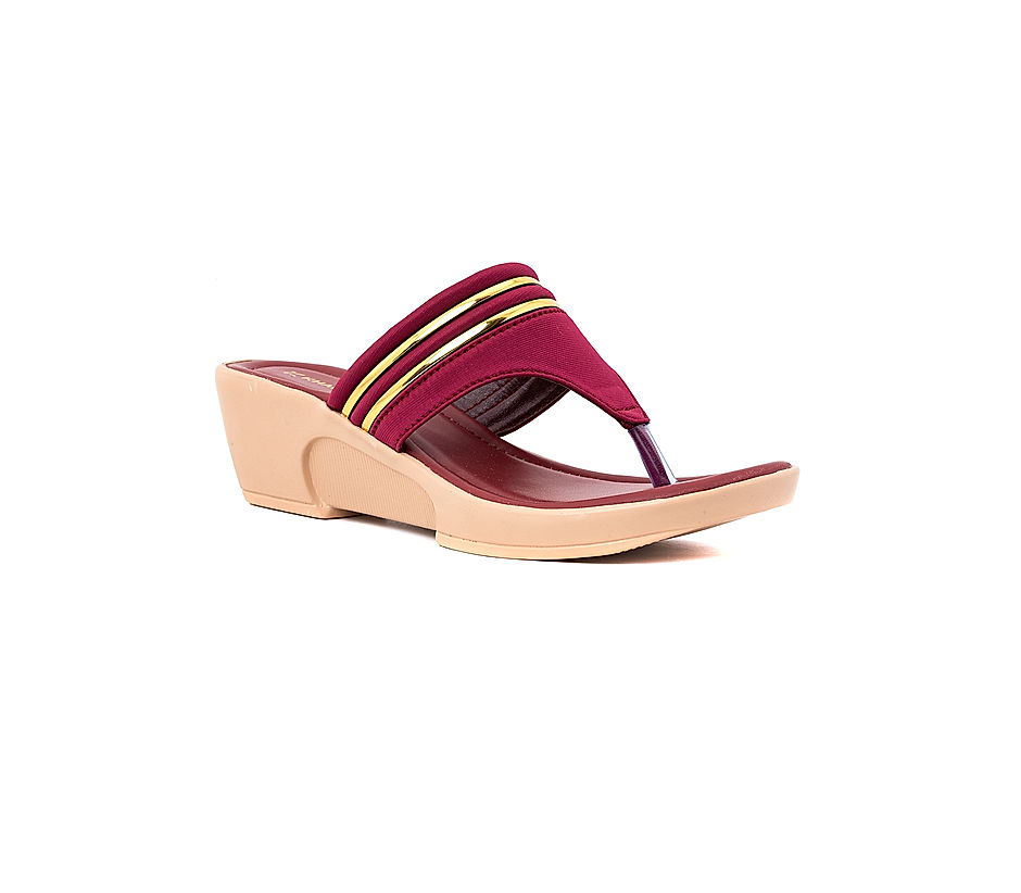 KHADIM Magenta Pink Wedge Heel Slip On Sandal for Women 5320765